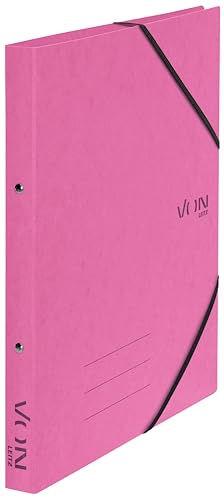 VON Leitz Ringbuch A4, Karton, Mit 2 Ringen und Gummibandverschluss, 25 mm Rückenbreite, Für 140 Blatt, Ringmechanik, Für Schule, Studium & Zuhause, 5 Stück, Pink, 30120022