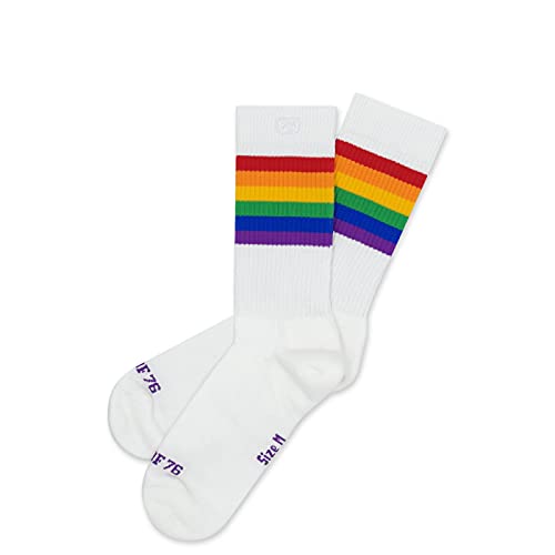 Spirit of 76 Herren & Damen Bunte Retro Tennissocken Baumwolle Halblang 39 40 41 42 Gay Pride Streifen Rainbow Lo (M)