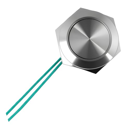 Pulsador Táctil Ultraplano de Acero Inoxidable IP67 - Diámetro de 19 mm a la Intemperie Con una profundidad de montaje de 12 mm, ideal para aplicaciones táctiles que requieren un diseño compacto.