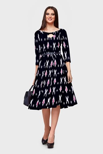 Image of Cotton Pochampally ikat unstitched blouse, Kurthi, long frock fabric material for women (1 meter, 2 meters & 3 meters)