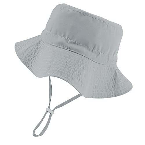 Fynnsure Baby Boys Girls Sun Hat Wide Brim Toddler Sun Hat UPF 50+ Infant Sun Hat Summer Beach Baby Hats Bucket Hat Gray 2-4T