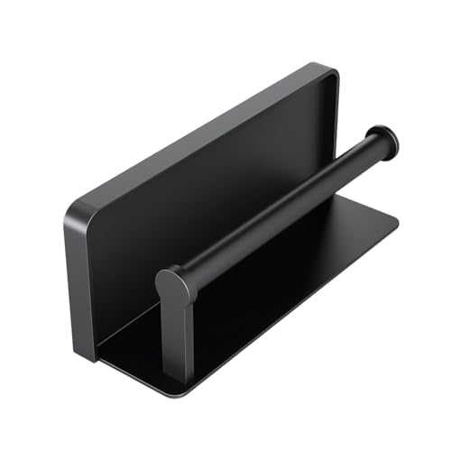 Zymoplas Portarrollos de Cocina de Aluminio montado en la Pared para Cocina, baño, Estante Especias para Blanco 28cm con Rollo Soporte para Papel, Negro