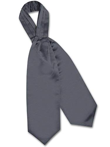 Vesuvio Napoli ASCOT Solid CHARCOAL GREY Color Cravat Dark Gray Men's Neck Tie