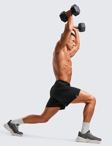 CRZ YOGA Gym Shorts Men 5” Side Split Quick Dry Lightweight Stretchy for Athletic Workout Running with Zipper Pocket3