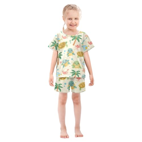 ALAZA Cute Turtle Star Sea Pajamas Short Sleeve 2 Piece Sleepwear Top and Bottom Pajama Set Unisex3
