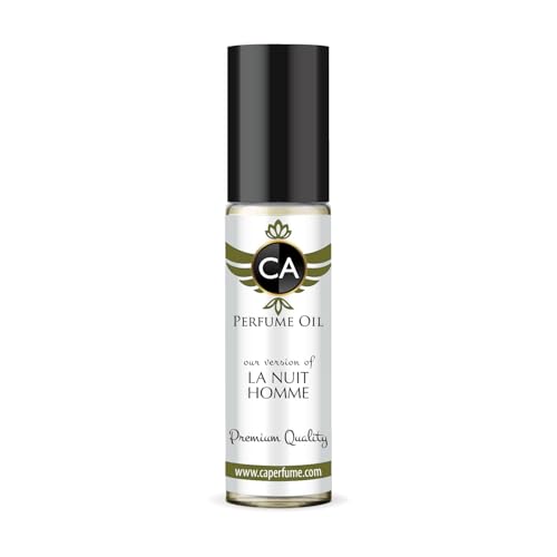CA Perfume Impression of La Nuit Homme Eau De Parfum Woody Spicy Scent Long Lasting Cologne for Men Travel Size TSA Ready for Day and Night Wear 0.33 Fl Oz 10ml