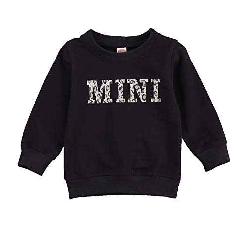 Toddler Baby Boy Girl Clothes Letter Print Long Sleeve Sweater Shirt Top Casual Sweatshirts Pullover Spring Fall Winter (Mini-Black, 2-3T)