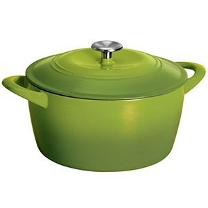 Gourmet Cast Iron Covered Casseroles with Stainless Steel Knob (Green)