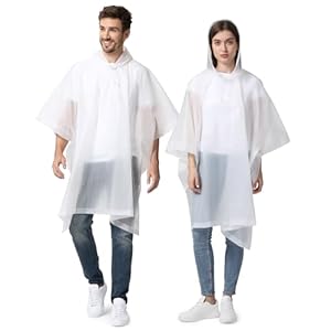 Opret Regenponcho Damen Herren Wasserdicht 2 Stück Weiß, Regencape Damen Herren, Leicht Wiederverwendbar Regenschutz, Poncho Regen mit Raum für Rucksäcke für Wandern, Festival und Outdoor