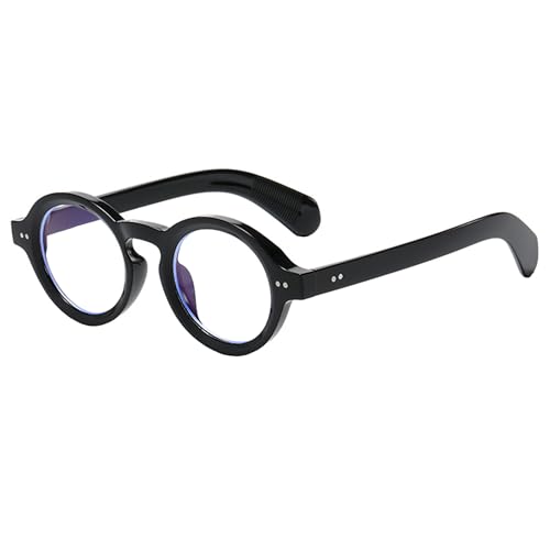 Image of Round Black Glasses for Men Women Thick Circle Blue Light Glasses Hippie Costume Eyewear