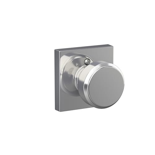 Image of Schlage F10 BWE 625 COL Bowery Knob with Collins Trim Bed & Bath Privacy Door Lock, Bright Chrome