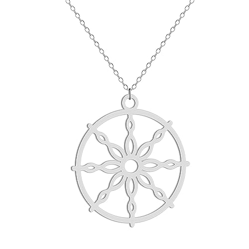 Collier bouddhisme roue du Dharma pour séances de yoga et méditation quotidienne