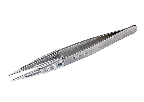 Pince à épiler droite P-640-A avec pointe transparente de 1,2 mm et longueur 125 mm - 2