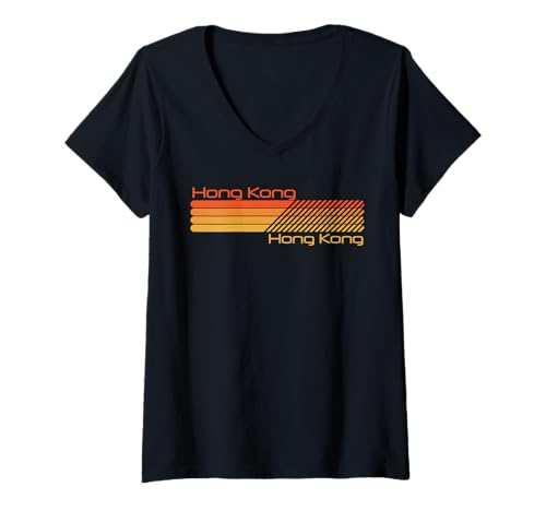 Mujer Hong Kong retro Camiseta Cuello V