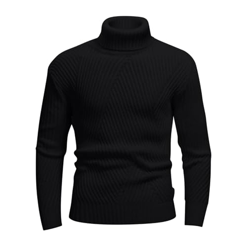 Men's Turtleneck Slim Fit Sweater, Long Sleeve Cable Knitted Fashion Pullover Tops Fall Winter Warm Sweaters3