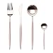 Apriling 4-Piece Stainless Steel Flatware Set 1 Including Fork Spoons Knife Tableware (Pink+Sliver)