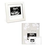 KeaBabies Baby Sonogram Picture Frame and Inkless Hand and Pregnancy Journal, Pregnancy Announcements - Modern Ultrasound Frame For Mom To Be - 80 Pages Hard Cover Pregnancy Book For Mom To Be Gift