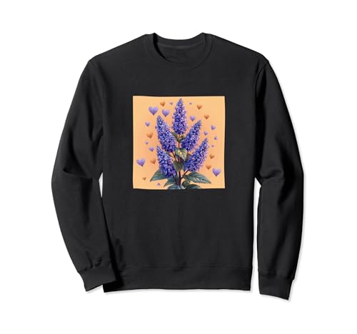 Anise Hyssop Flowers With Hearts Around Boho Style Graphic Sweatshirt