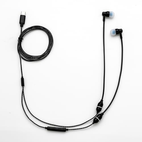 Sanxir Anti-Radiation Air Tube Headphones with USB-C Plug, EMF Protection Earphone with Ear Hook, Radiation Free Headset with Type C Plug, Mic and Volume Control. (Black)