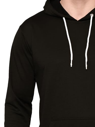 Image of TQH Men's Cotton Blend Fleece Solid Hooded Neck Sweatshirt
