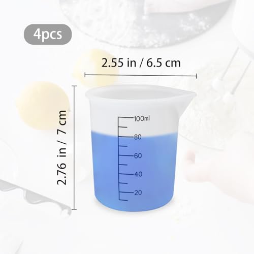 Set 4 vasos medidores de silicona 100 ml miniatura 3