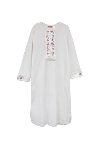 LA CERA Women’s Rose Embroidered Velour Gown, 100% Polyester, Long Sleeves, Perfect Loungewear, Machine Wash