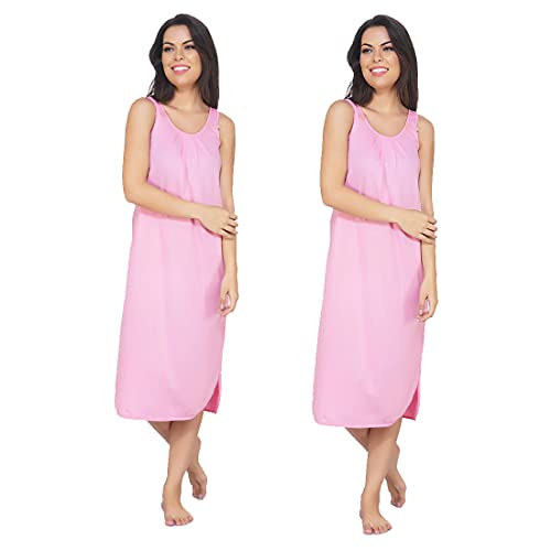 Image of BLAZON Women's Cotton Hosiery Solid Maxi Nighty Slip (Pack of 2) Available Sizes: S, M, L, XL, 2XL, 3XL, 4XL, 5XL