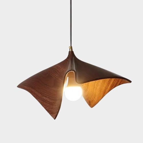 Suspension couleur noyer et résine moderne avec douille E27 pour salle à manger
