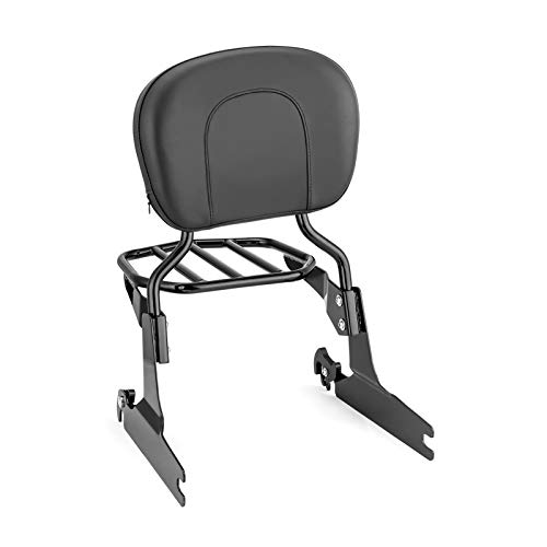 Best Promo Mofun Passenger Backrest Sissy Bar And Luggage Rack Fit 200mm fender (Large Pad) Standard Height Compatible with 2006-later Harley Softail Night Train Softail Custom etc