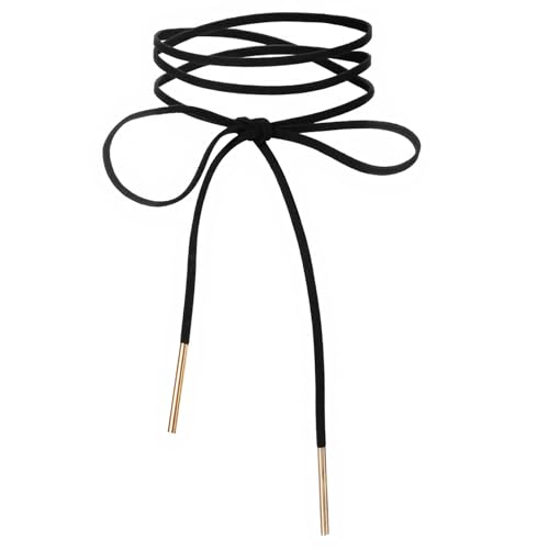 Gargantilla larga para mujer, collar gótico negro con lazo, collar de piel de terciopelo, collar de cuero en capas, gargantilla vintage, accesorio de moda para Halloween y fiestas