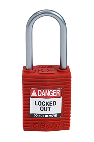 Image of Brady CPT-RED-38AL-KD SafeKey Padlock, Red, 3.0 in H x 1.25 in W x 0.75 in D
