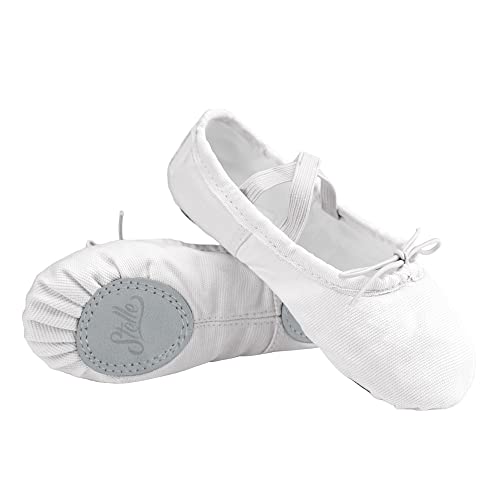 Stelle Canvas Ballet Shoes for Girls Dance Ballet Slippers Shoes（Toddler/Little/Big Kid/Women）(4MB,White) - Thumbnail 3