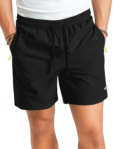 Zengjo Mens Athletic Shorts 7 Inch Unlined - Running & Sports Shorts with Zipper Pockets, Waterproof and Lightweight