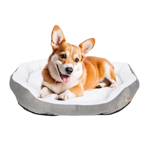 Resulzon Colchón redondo para perros y gatos, almohadillas lavables para habitación, felpa suave y duradera de piel sintética para dormir, tapete de forro polar para perros pequeños, gatitos y