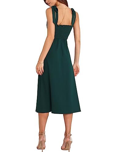 Tankaneo Womens Elegant Square Neck Bridesmaid Dresses Split Mid Formal Dress Cocktail Party Dress for Wedding Guest - Image 3