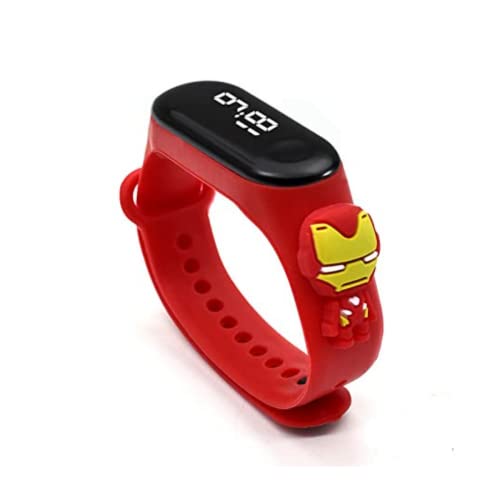 Truvic Fashionable Kids Waterproof White Light LED Band Watch with Date & Time Display (Cartoon May Vary) (Iron Man Character)