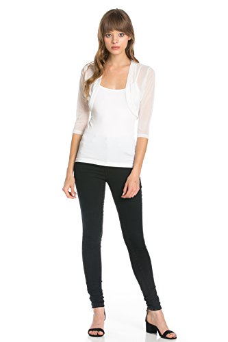 Fashion Secrets Junior`s Sheer Chiffon Bolero Shrug Jacket Cardigan 3/4 Sleeve2
