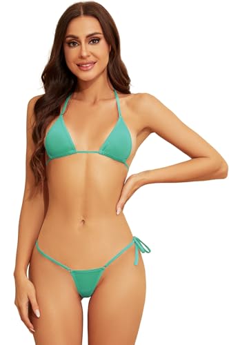 Dadress Extreme Sexy Mini Bikini Sets 2Pcs Swimwear G-String Bottom Swimsuit Micro Bikinis for Women