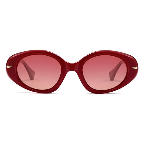 SOJOS Retro Polarized Large Oval Sunglasses Womens Mens Trendy UV400 Sun Glasses 80s 90s Shades SJ23653