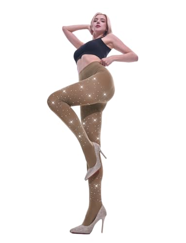 Image of CharnmRose 120D Opaque Women's Sparkly Tights for Women Soft High Waist Stockings