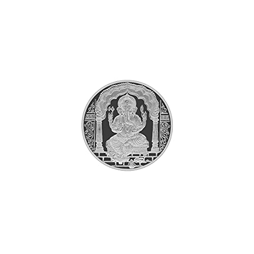Image of MAA SILVER Pure Silver Ganpati Ganeshji BIS Hallmarked Round Coin Chandi Sikka Perfect for Gifting Investment Diwali Dhanteras (999 Purity)