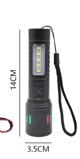 Image of Sarjak Rechargeable Aluminum Alloy Flashlight - Black | with Three Level Lights Adjustments | Durable and Waterproof Torch Light for Camping, Hiking and Outdoors | Compact & Portable LED Torch
