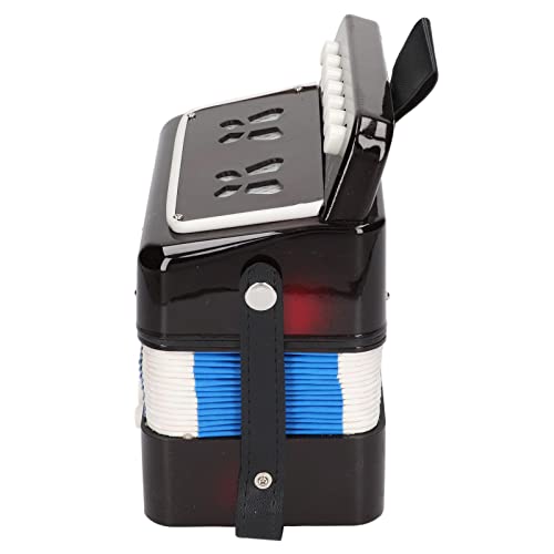 Kinderakkordeon, ABS-Kunststoff, 7 Tonika-Tasten, Akkordeon-Musikinstrument, Pädagogisches Spielzeug für Soli-Ensemble(Schwarz)