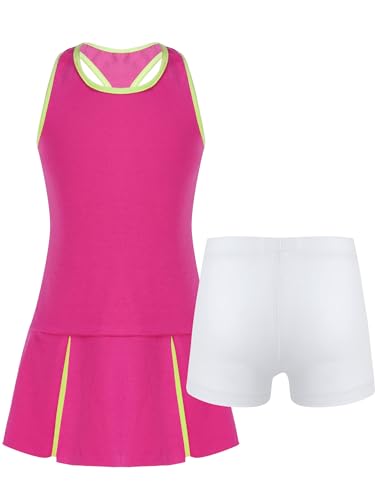 YEAHDOR Kids Girls Tennis Golf Dress Set Shorts Racerback Tank Tops and Tennis Skirt Skorts 2 Pieces Tracksuit Set