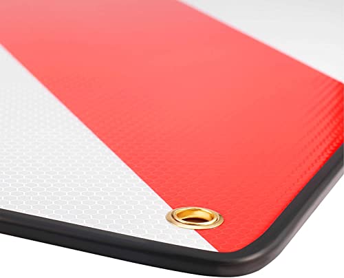 PLANGER® - Warntafel Italien (50 x 50 cm) + Spanner +Tasche - Reflektierendes Warnschild rot weiß für Heckträger u Fahrradträger