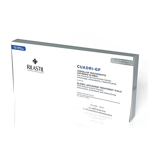 Rilastil Multirepair Cuadri Gf - Ampollas Faciales Tratamiento Reparador, Antiedad Y Antioxidante, Con Ácido Ferúlico, Ácido Hialurónico Y Vitamina B9-10 Unidades, Negro, 15 Mililitro