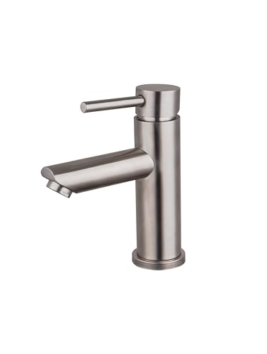 Grifo de Lavabo Essir Monomando de Acero Inoxidable, Niquel o Negro, Corto. Agua fría y caliente. Inguz. (Acero Inoxidable)