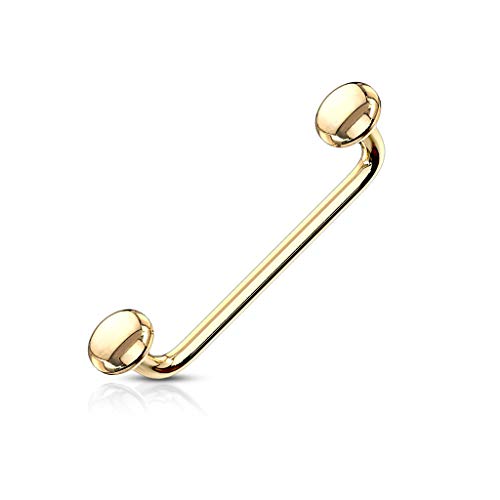 FIFTH CUE 16G Flat Disc Ends 90 Degree Bent Staple Barbells for Surface Tragus Piercing Jewelry, Anti Eyebrow Piercing Jewelry, 316L Surgical Steel, PVD Plated, Multiple Colors, 5/8' Length