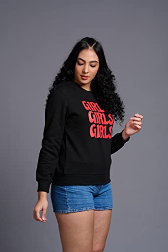 Image of Go Devil Stylish Trendy Regular Fit 100% Cotton Sweatshirt with Round /Crew Neck Full Sleeves, Casual Printed Winter Wear for Women /Girls