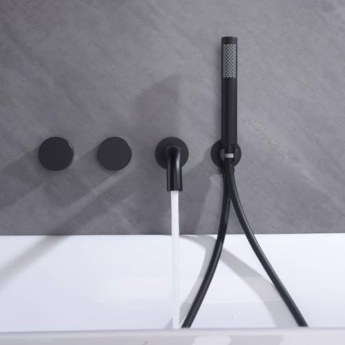 Mitigeur de bain-douche mural noir à bec pivotant et double levier